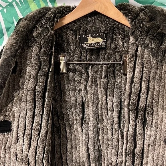 Donna Salyers' Fabulous-Furs Faux Suede & Faux Fur Trimmed Hooded - Picture 6 of 12